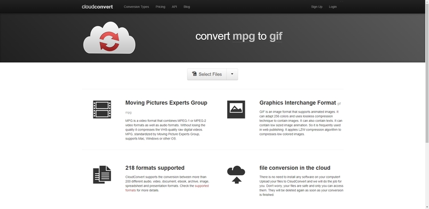MPG to GIF format conversion in Cloud Convert