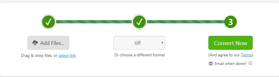 choose TIFF as output format-Zamzar