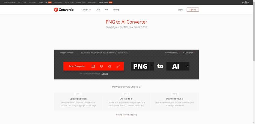 convert PNG file to AI in Convertio