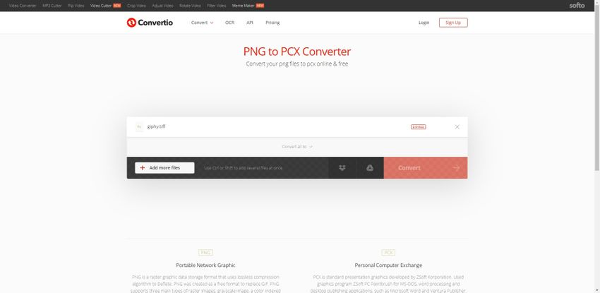 PNG to PCX conversion-Convertio