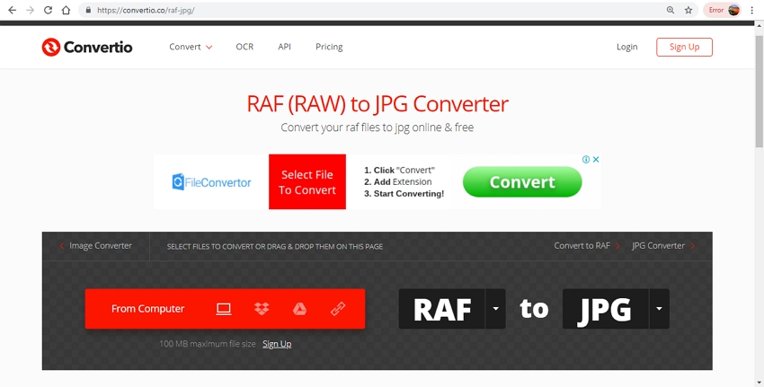 raf file to jpg-Convertio