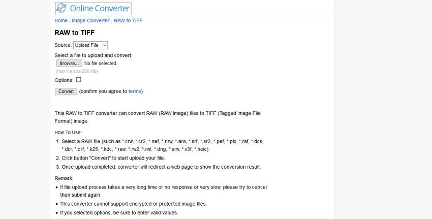 RAW to TIFF converter-Online Converter