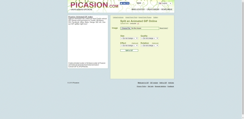split a GIF file in Picasion