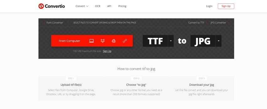 convert TTF to JPG-Convertio