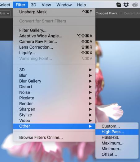 use high pass filter to unblur image