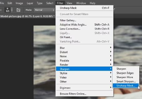 use the unsharp mask filter