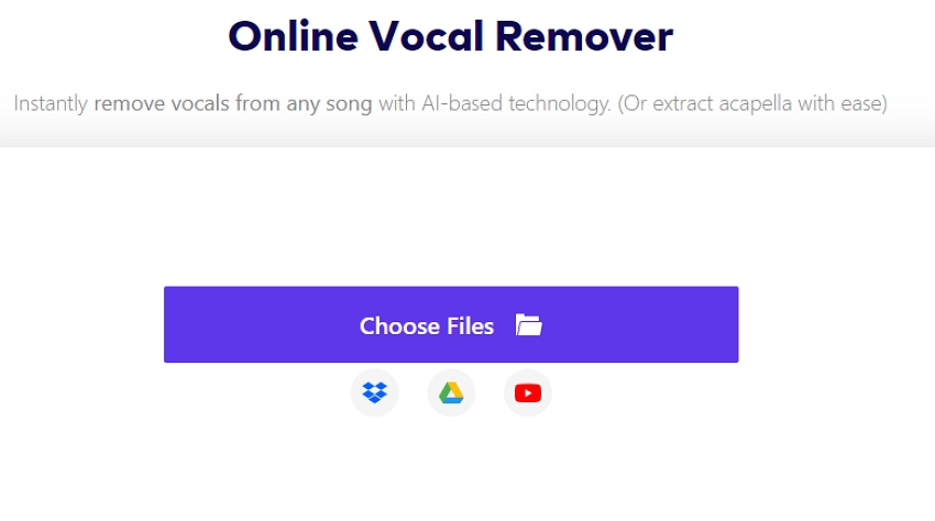 upload do arquivo no Vocal Remover