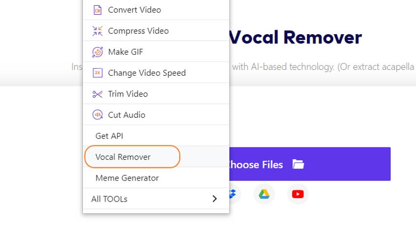 ouvrir media.io Vocal Remover