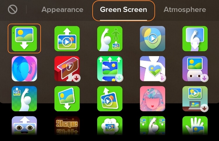 choose the green screen effect