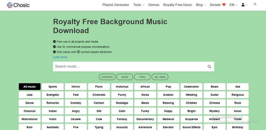 situs terpilih untuk mendownload musik instrumental dengan chosic