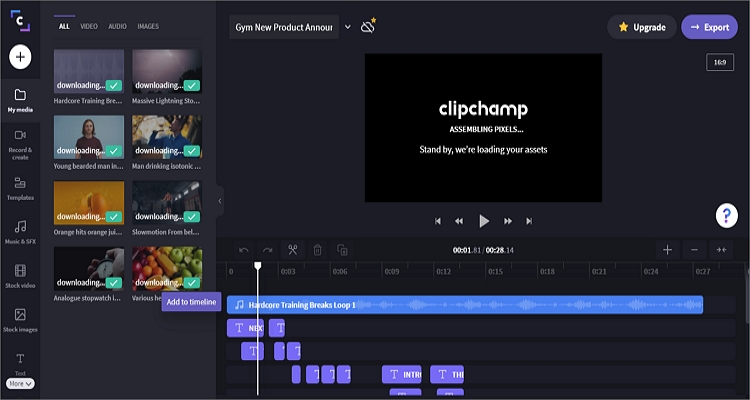 clipchamp add music to video