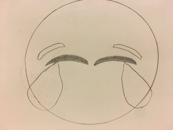 draw eyes and teardrops on Emoji meme face