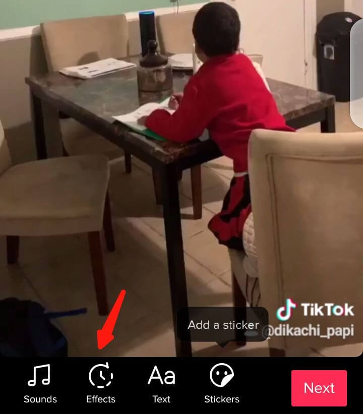select the effects button on tiktok
