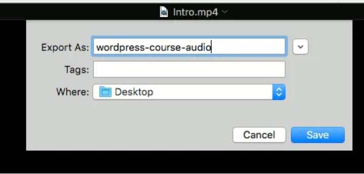 save extracted audio from video on mac