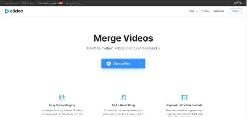 free video merger online clideo