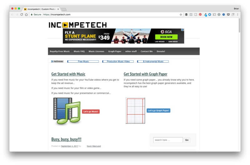 incompetech youtube background music website