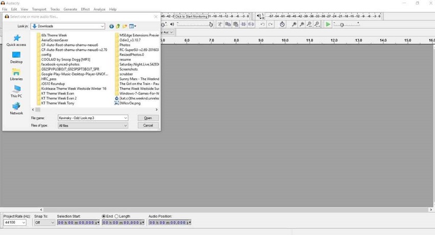 add audio file on audacity vocal remover