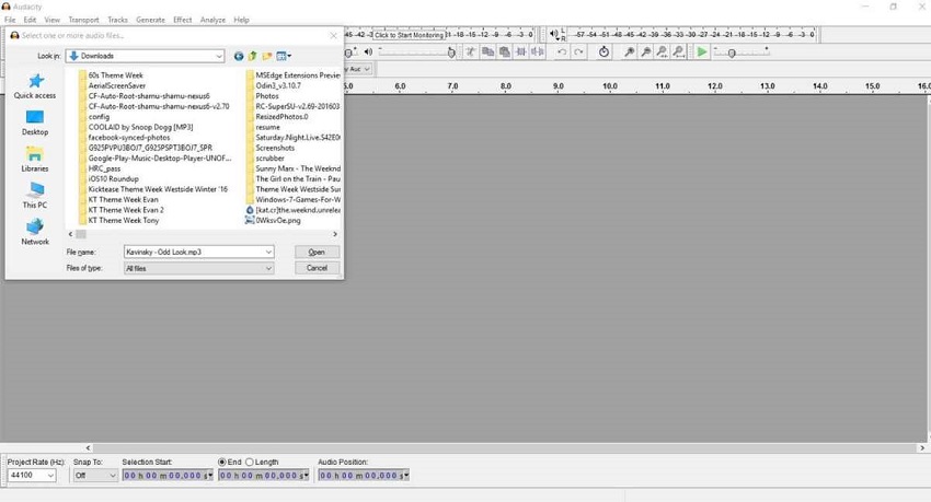 tambahkan file audio pada penghapus vokal audacity