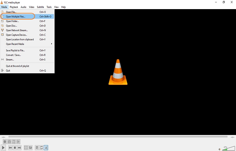 merge vob files with vlc upload media