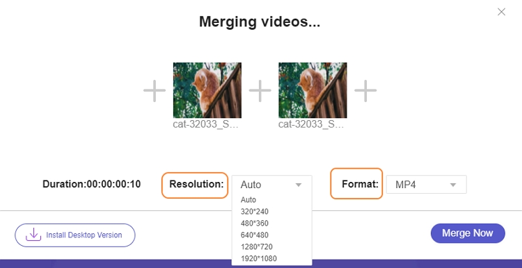 merge webm with fvc choose resolution and format