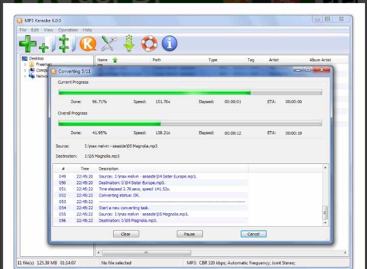 load mp3 file on mp3 karaoke software and convert