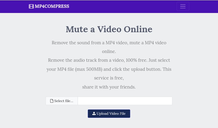 ferramenta MP4Compress para retirar música de vídeo