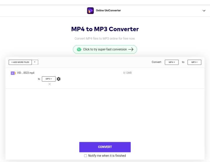 convert video to music on uniconverter