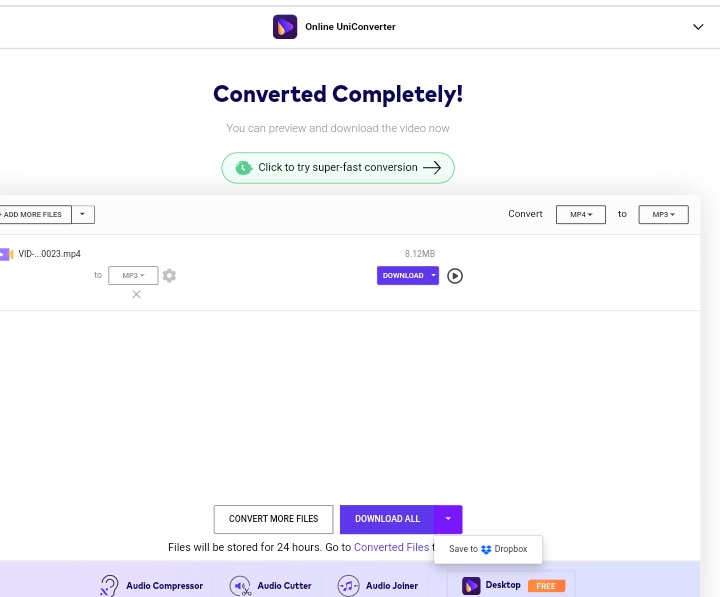 télécharger le fichier converti vers la mémoire