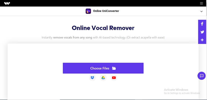 launch online uniconverter voice remover