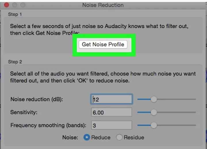 get noise profile to remove music background noise