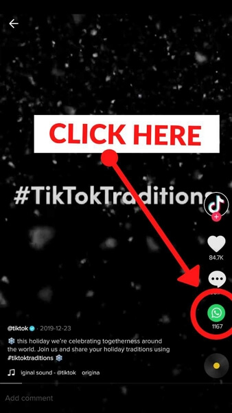 TikTok Video-Link zum Konvertieren in MP3 freigeben