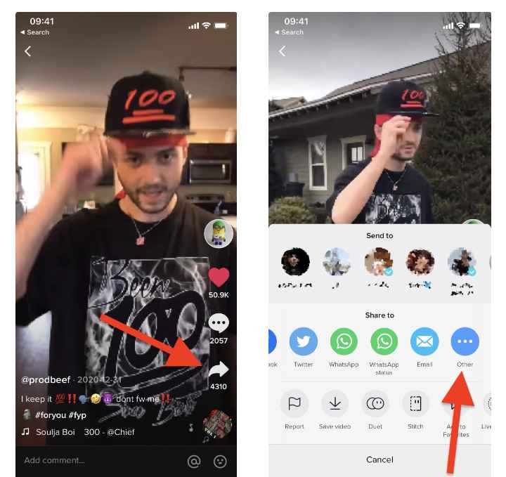 Tiktok Video für Shortcuts App freigeben