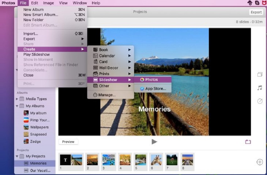 start slideshow on photos on mac
