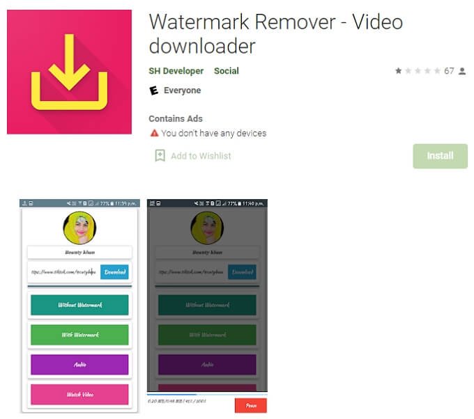 tiktok watermark remover video downloader per android