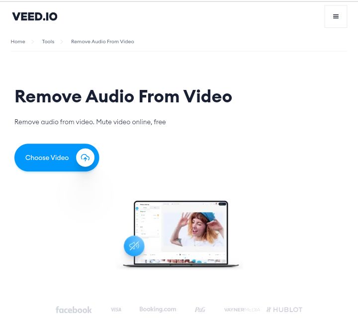 veed.io tool to take out music from video