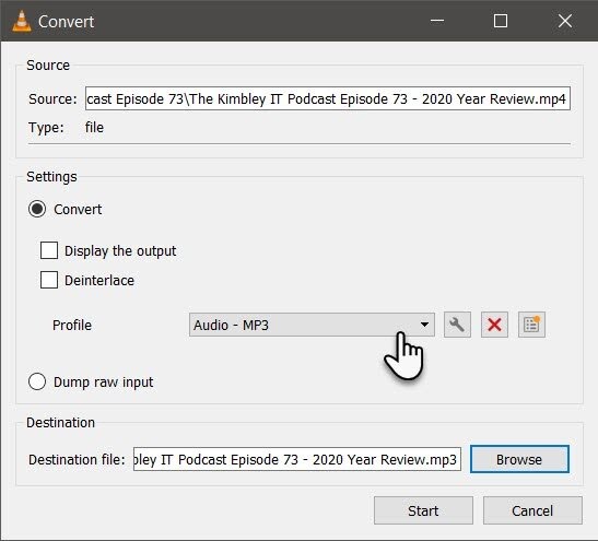 estrarre l'audio da un film con vlc media player