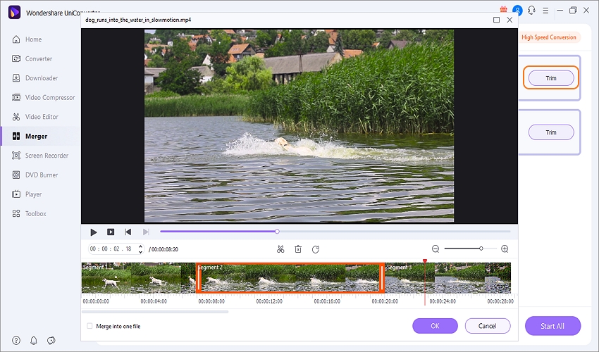 youtube merge videos with desktop uniconverter trim videos