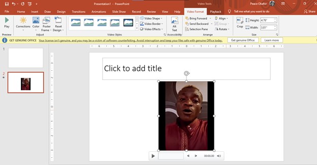 Add the video to the PowerPoint slide