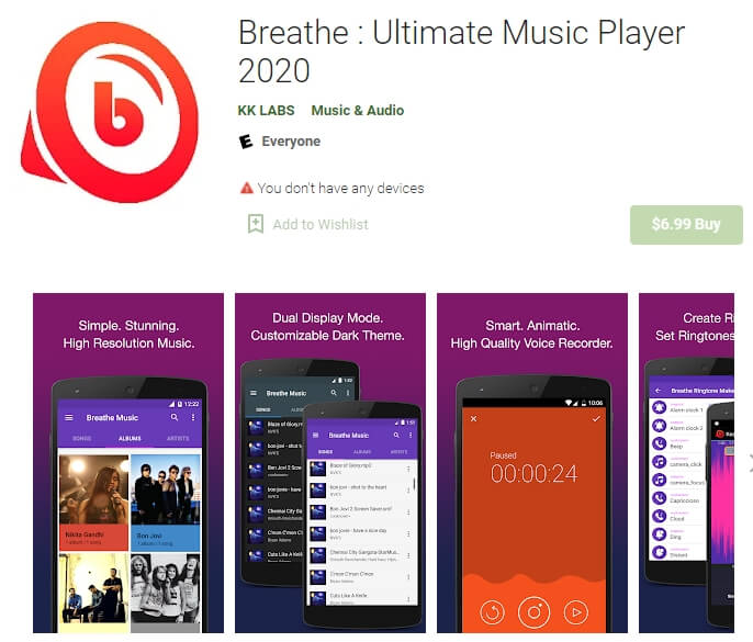 extract audio from video with Breathe Music Player