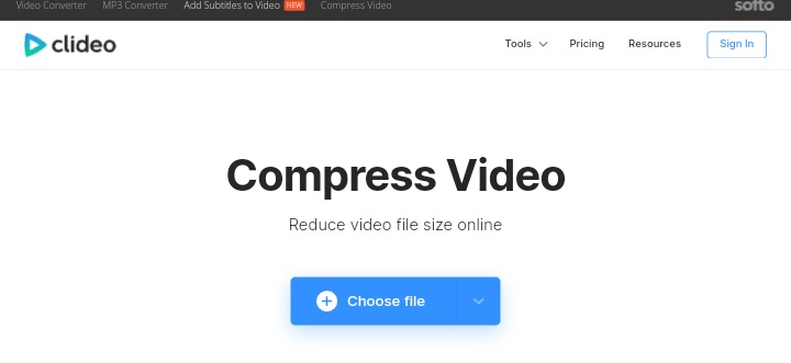 clideo - compressor de vídeo sem marca d'água