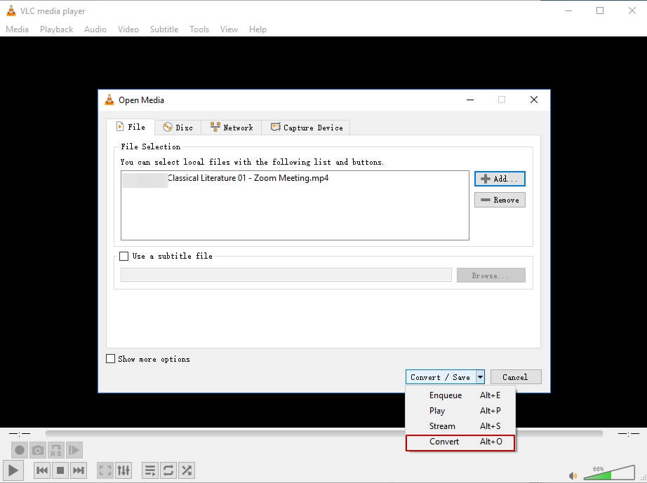 extraire l'audio de vlc - option de conversion