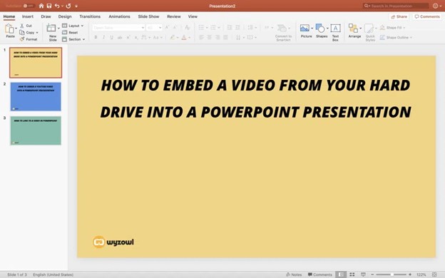 embed video from hard drive to powerpoint