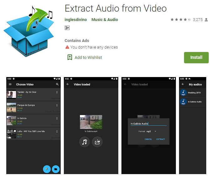 extraire le son d'une vidéo avec Extract Audio from Video