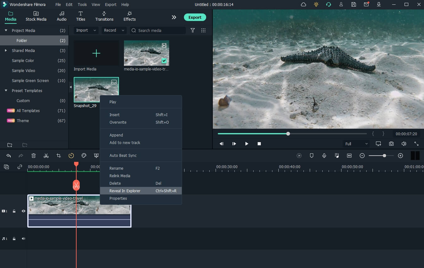 find screenshots  in Filmora video editor
