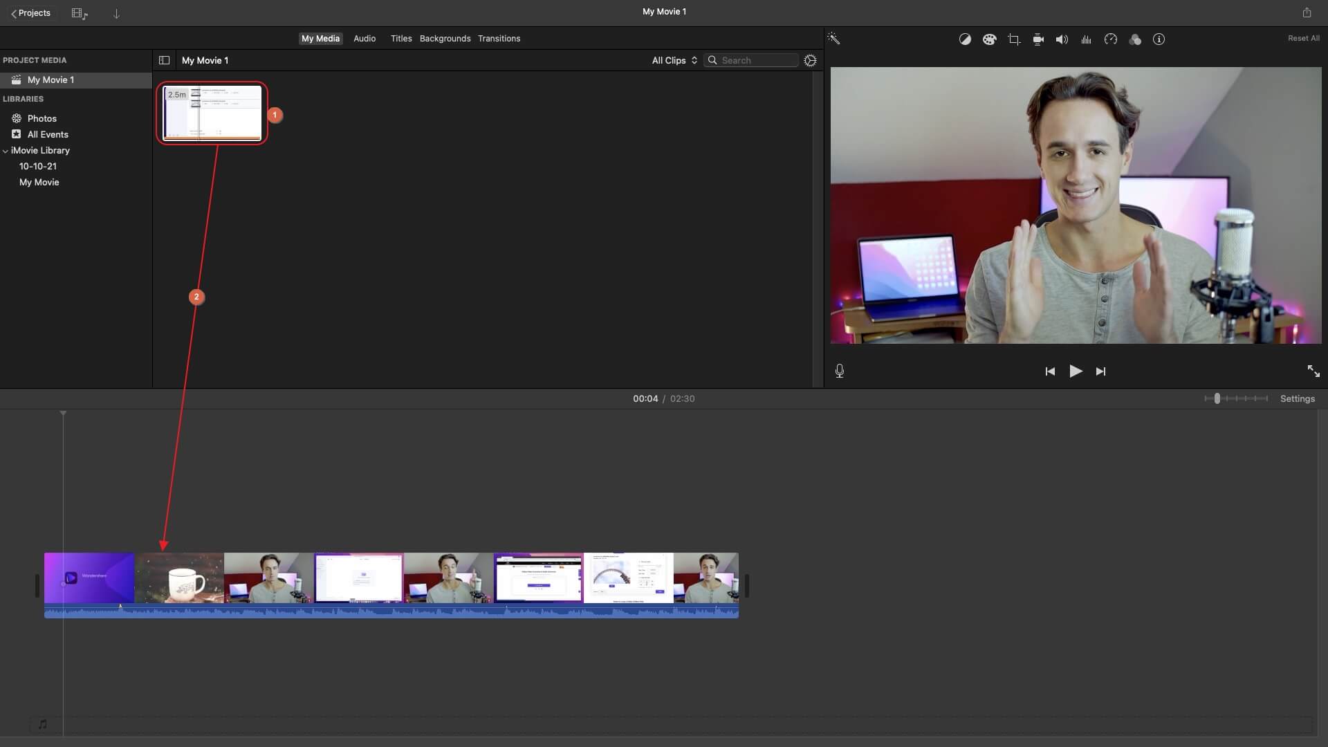 reverse YouTube video with iMovie: import