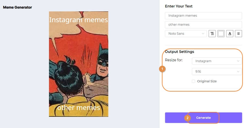 generate Instagram meme with media.io 