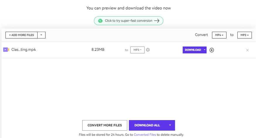 download extracted audio from video with Media.io converter