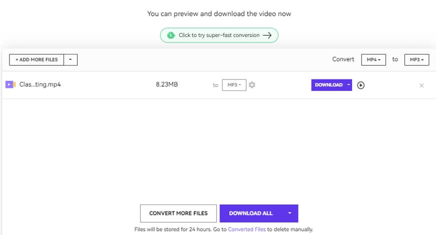 descarga el audio extraído del video con el convertidor Media.io