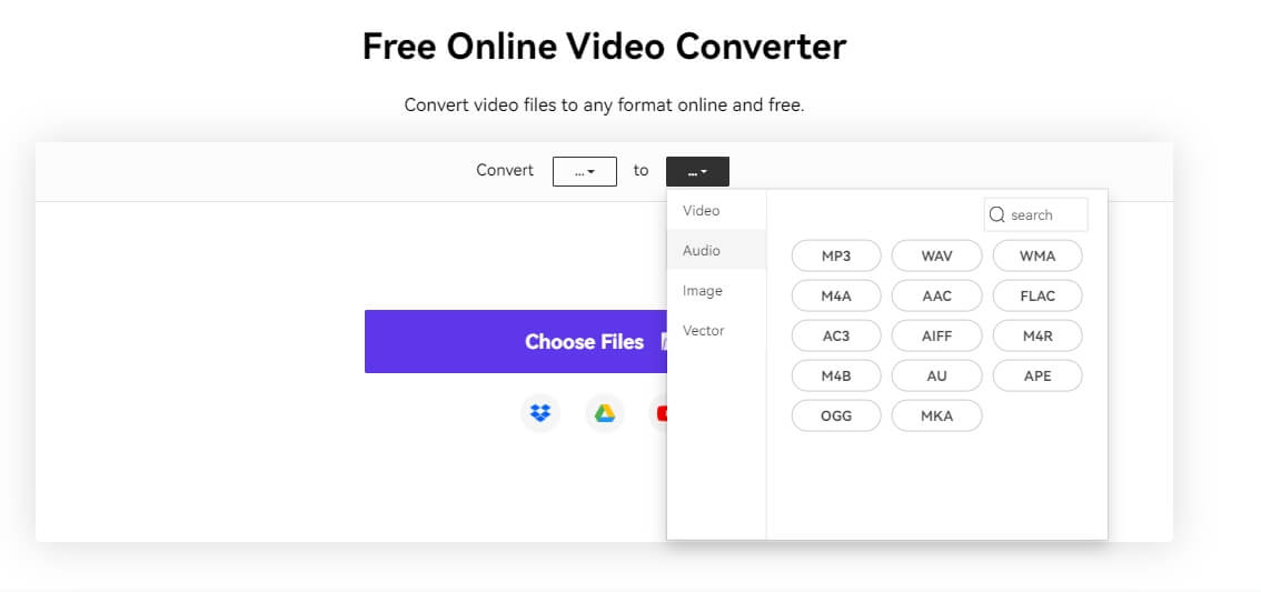 extract audio from video with Media.io video converter - upload