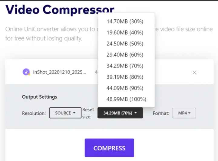 comprimir video sin marca de agua con media.io